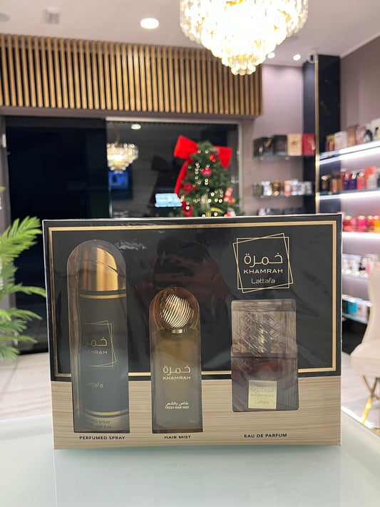 Kit khamra classic unisex contiene 3 prodotti profumo 100ml EDP + profumo capelli + deodorante corpo