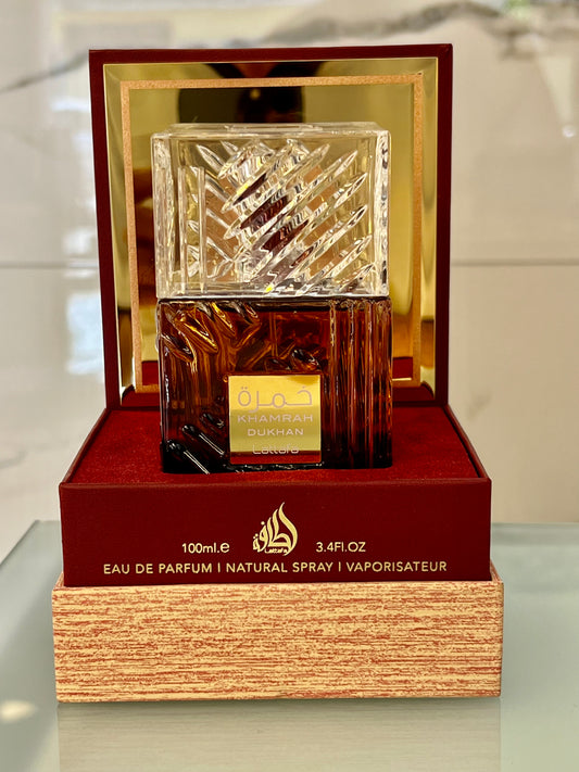 Lattafa Khamrah Dukhan EDP 100ml+ 3 Campione omaggio