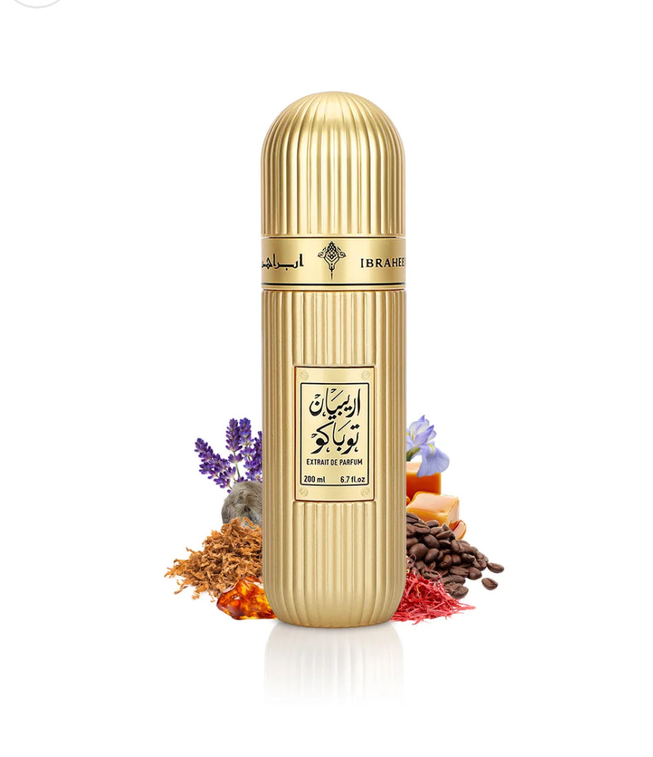 Tabacco arabo - Estratto di profumo misto di nicchia (flacone d'oro da 100 ml) - Ibrahim Al Qurashi (IBRAQ)