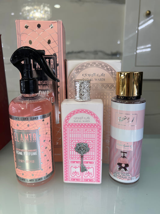 Cofanetto regalo floreale da donna contiene 3 prodotti profumo 100ml EDP + profumo tessuto cocco vaniglia fiore + acqua profumata corpo floreale